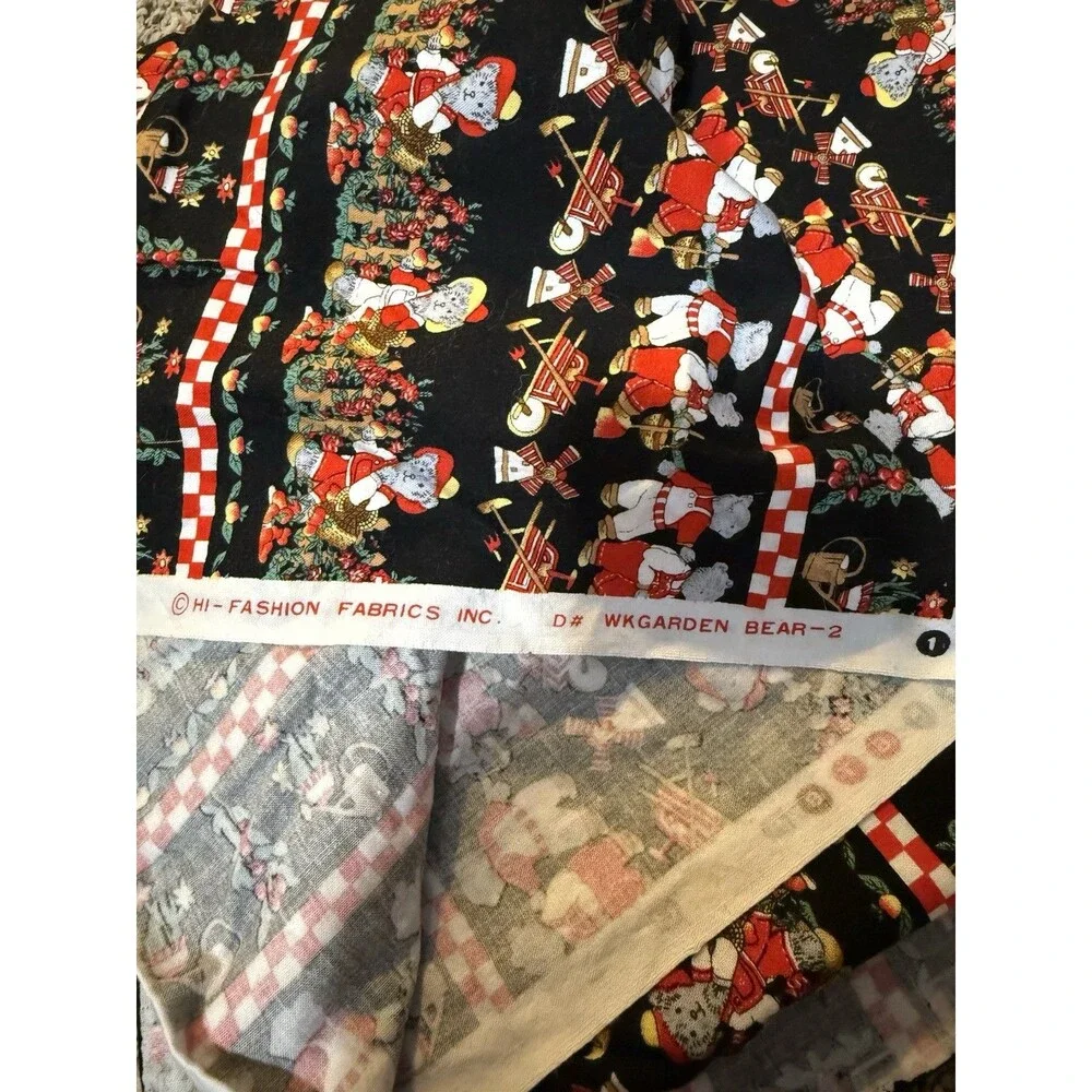 Hi Fashion Garden Bear Border Print Fabric Teddy Bears Gardening 38x55